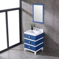 Thumbnail for Eviva Sydney 24 Inch Blue and White Bathroom Vanity with Solid Quartz Counter-top Vanity Eviva 