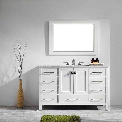 Eviva Aberdeen 60″ White Transitional Single Sink Bathroom Vanity w/ White Carrara Top Vanity Eviva 