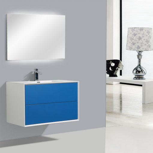 Eviva Vienna 36″ White Frame Wall Mount Bathroom Vanity w/ White Integrated Top Vanity Eviva 