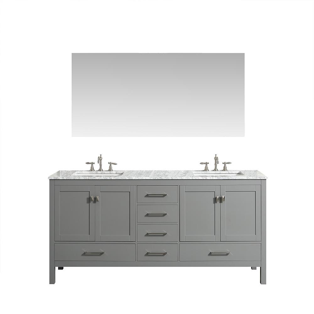 Eviva Aberdeen 84″ Transitional Double Sink Bathroom Vanity w/ White Carrara Top Vanity Eviva Gray 