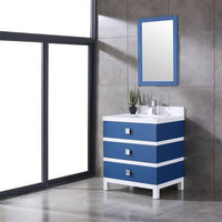 Thumbnail for Eviva Sydney 30 Inch Blue and White Bathroom Vanity with Solid Quartz Counter-top Vanity Eviva 