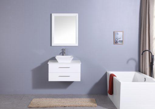 Totti Wave 24″ Modern Bathroom Vanity w/ Super White Man-Made Stone Top & Sink Vanity Eviva 