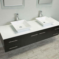 Thumbnail for Totti Wave 60″ Modern Double Sink Bathroom Vanity w/ Super White Man-Made Stone Top & Sinks Vanity Eviva 