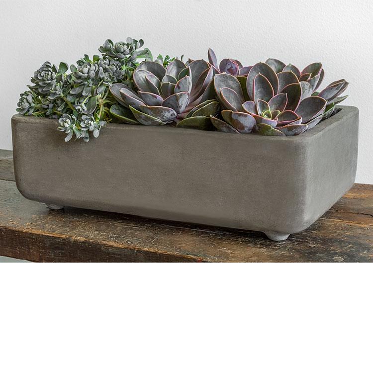 Campania International Fiber Cement Geo Footed Planter - (S/2) Urn/Planter Campania International Rectangular 
