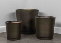 Thumbnail for Campania International Glazed Pottery I/O Series Tapered Cylinder Urn/Planter Campania International Bronze 