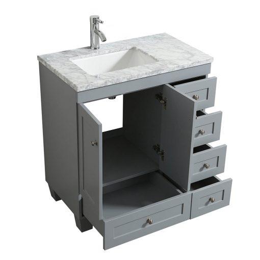 Eviva Happy 24″ x 18″ Transitional Bathroom Vanity w/ White Carrara Top Vanity Eviva 