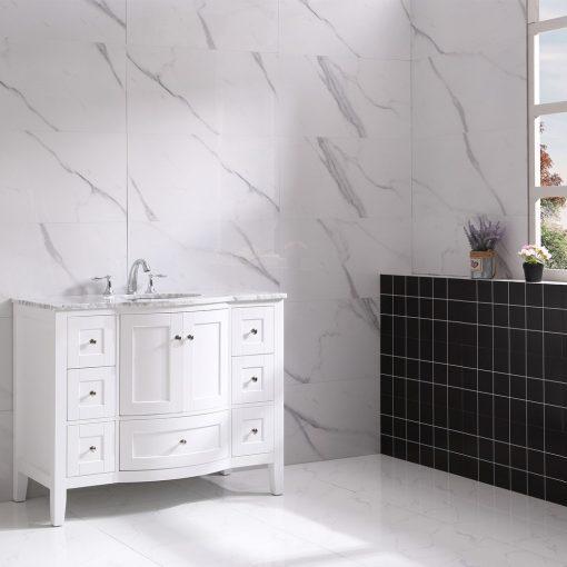 Eviva Stanton 42″ White Transitional Bathroom Vanity w/ White Carrara Top Bathroom Vanity Eviva 
