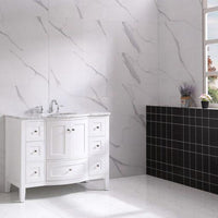 Thumbnail for Eviva Stanton 42″ White Transitional Bathroom Vanity w/ White Carrara Top Bathroom Vanity Eviva 