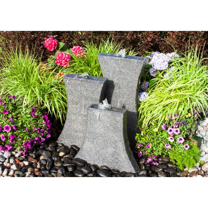 Real Stone Fountains ABHF30K Concave Chiseled Towers Fountain Kit Fountain Blue Thumb 