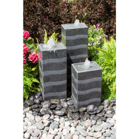 Thumbnail for Real Stone Fountains ABHF70K Gray Wave Triple Column Fountain Kit Fountain Blue Thumb 