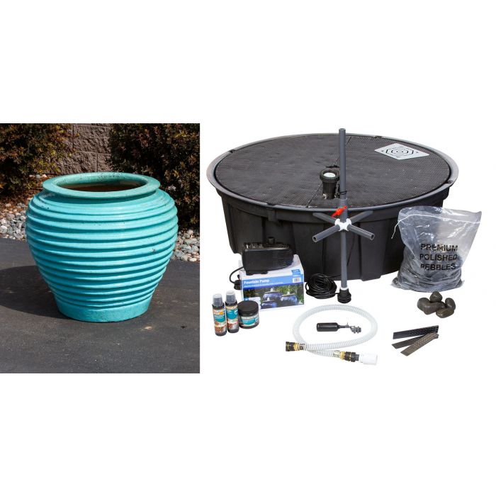 Genova FNT40126 Ceramic Vase Complete Fountain Kit Vase Fountain Blue Thumb 