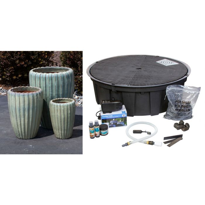 Tivoli FNT40165 Ceramic Triple Vase Complete Fountain Kit Vase Fountain Blue Thumb 
