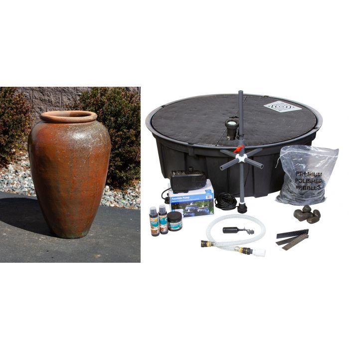 Tuscany FNT40177 Ceramic Triple Vase Complete Fountain Kit Vase Fountain Blue Thumb 
