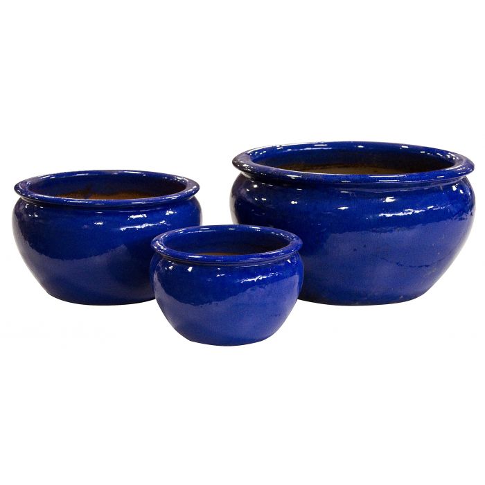 One of a Kind FNT40217 Ceramic Triple Vase Complete Fountain Kit Vase Fountain Blue Thumb 