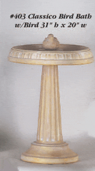 Classico Bird Bath with Bird Cast Stone Outdoor Asian Collection Statues Collection Tuscan 