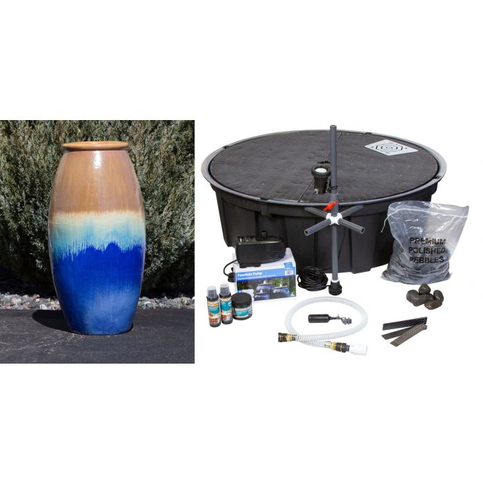 Oil Jar FNT40330 Ceramic Vase Complete Fountain Kit Vase Fountain Blue Thumb 