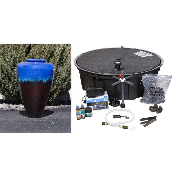 Oil Jar FNT40352 Ceramic Vase Complete Fountain Kit Vase Fountain Blue Thumb 