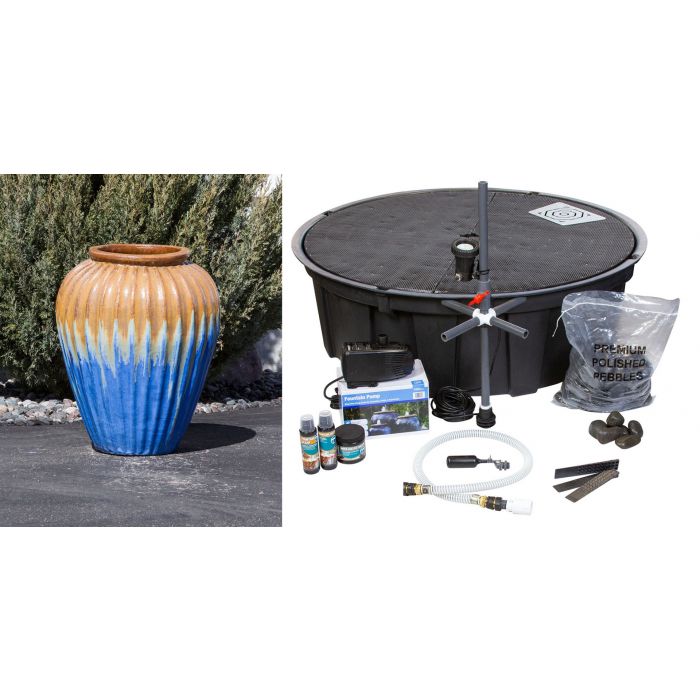 One of a Kind FNT40380 Ceramic Vase Complete Fountain Kit Vase Fountain Blue Thumb 