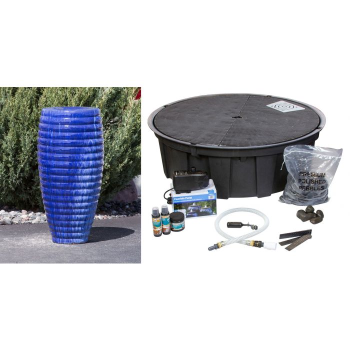Closed Top FNT40465 Ceramic Vase Complete Fountain Kit Vase Fountain Blue Thumb 
