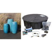 Thumbnail for Closed Top FNT40487 Ceramic Triple Vase Complete Fountain Kit Vase Fountain Blue Thumb 