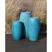 Thumbnail for Closed Top FNT40487 Ceramic Triple Vase Complete Fountain Kit Vase Fountain Blue Thumb 