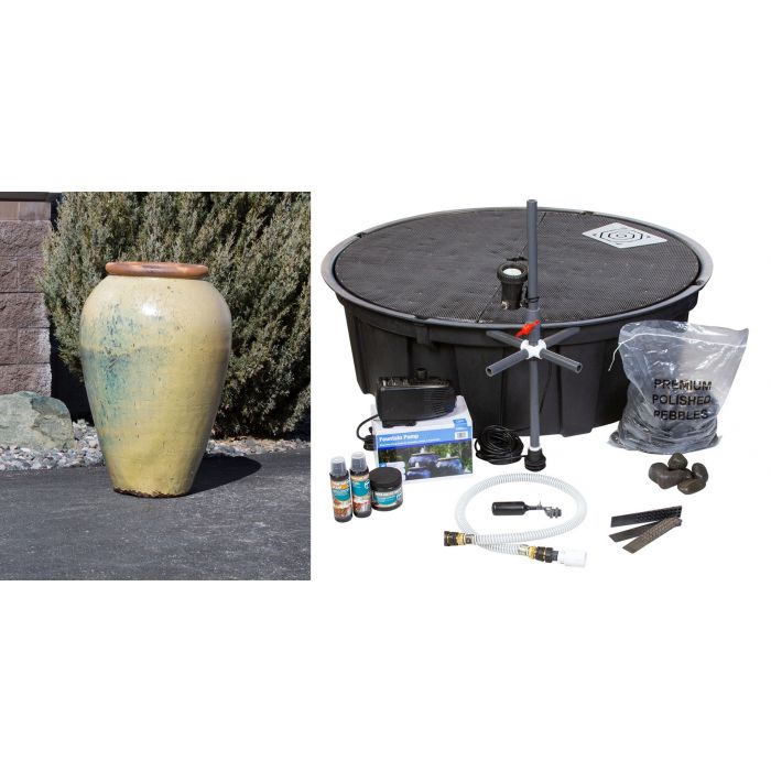 Tuscany FNT40575 Ceramic Triple Vase Complete Fountain Kit Vase Fountain Blue Thumb 