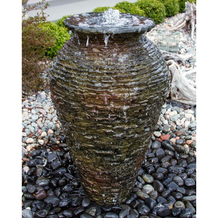 Closed Top FNT40666 Ceramic Vase Complete Stacked Slate Fountain Kit Vase Fountain Blue Thumb 
