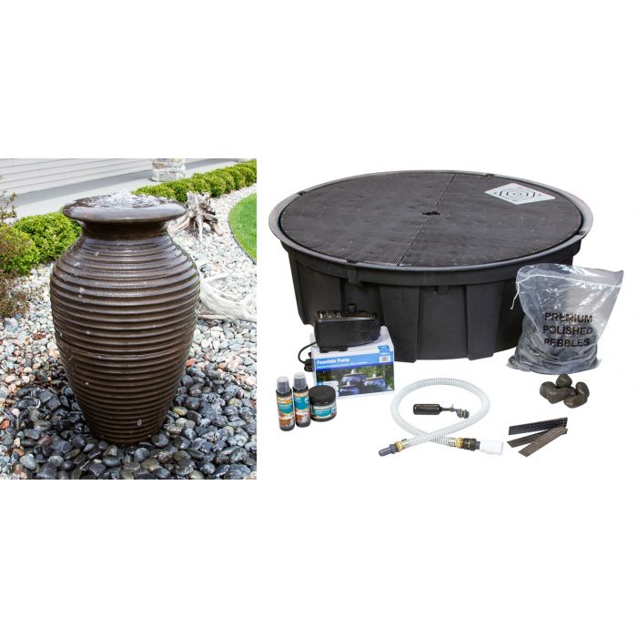 Closed Top FNT40668 Ceramic Vase Complete Rippled Fountain Kit Vase Fountain Blue Thumb 