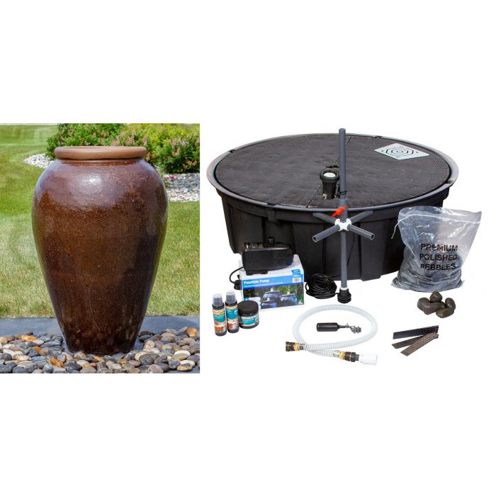 Tuscany FNT40756 Ceramic Triple Vase Complete Fountain Kit Vase Fountain Blue Thumb 