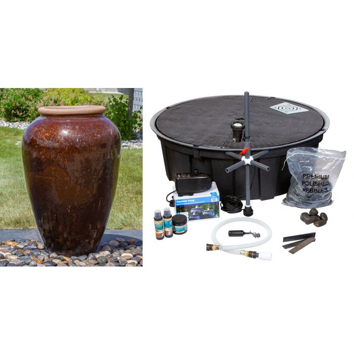 Tuscany FNT40761 Ceramic Triple Vase Complete Fountain Kit Vase Fountain Blue Thumb 