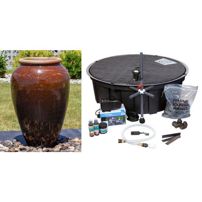 Tuscany FNT40762 Ceramic Triple Vase Complete Fountain Kit Vase Fountain Blue Thumb 