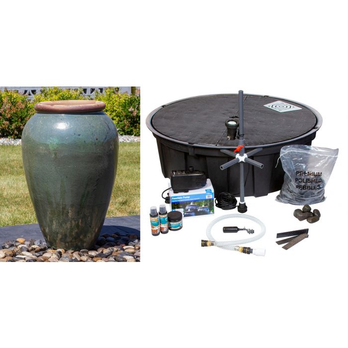Tuscany FNT40770 Ceramic Triple Vase Complete Fountain Kit Vase Fountain Blue Thumb 