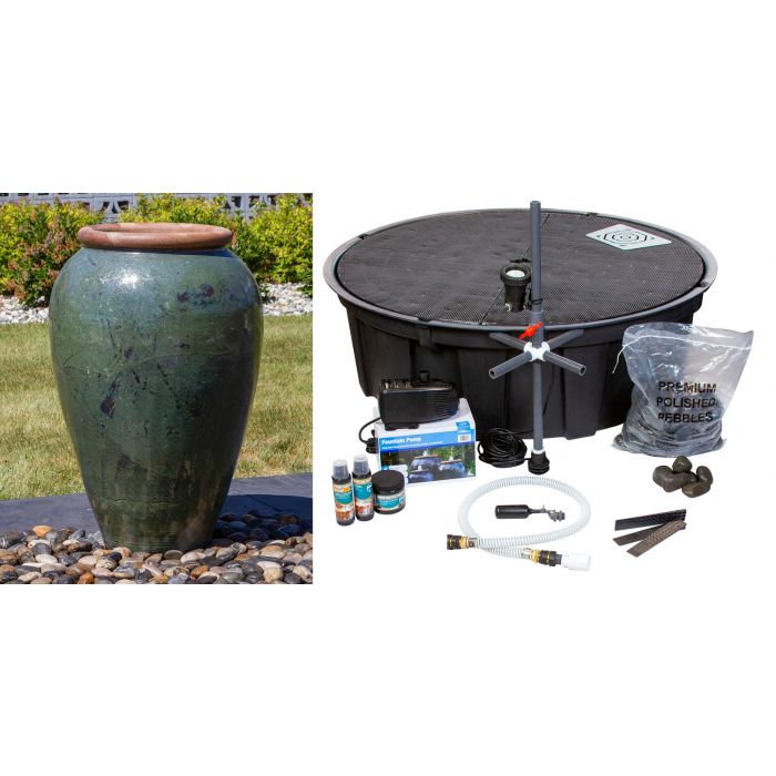 Tuscany FNT40773 Ceramic Triple Vase Complete Fountain Kit Vase Fountain Blue Thumb 