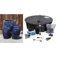 Thumbnail for One of a Kind FNT40613 Ceramic Triple Vase Complete Fountain Kit Vase Fountain Blue Thumb 