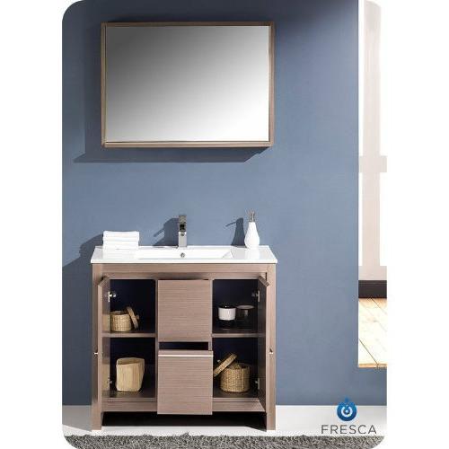 Fresca Allier 36" Gray Oak Modern Bathroom Vanity w/ Mirror Vanity Fresca 