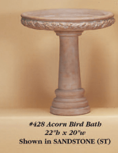 Acorn Bird Bath Cast Stone Outdoor Asian Collection BirdBath Tuscan 