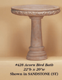 Thumbnail for Acorn Bird Bath Cast Stone Outdoor Asian Collection BirdBath Tuscan 