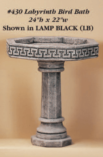 Labyrinth Bird Bath Cast Stone Outdoor Asian Collection BirdBath Tuscan 