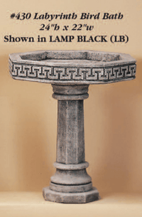 Thumbnail for Labyrinth Bird Bath Cast Stone Outdoor Asian Collection BirdBath Tuscan 