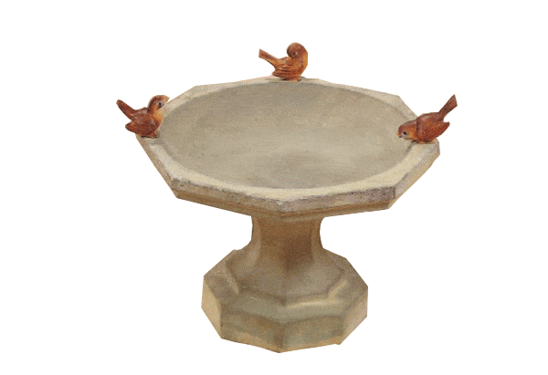 Octo Bird Bath Cast Stone Outdoor Asian Collection BirdBath Tuscan 