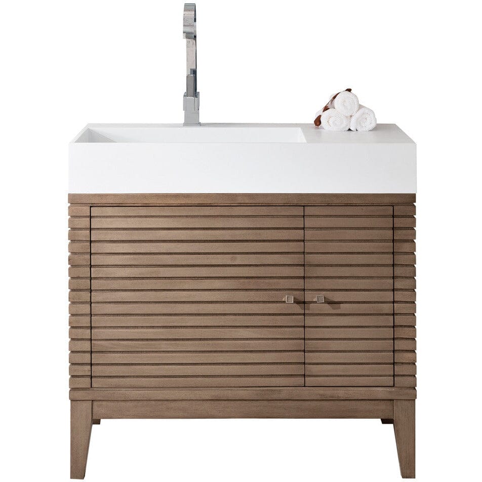 James Martin Linear 36" Single Vanity Vanity James Martin Whitewashed Walnut Cabinet Only 