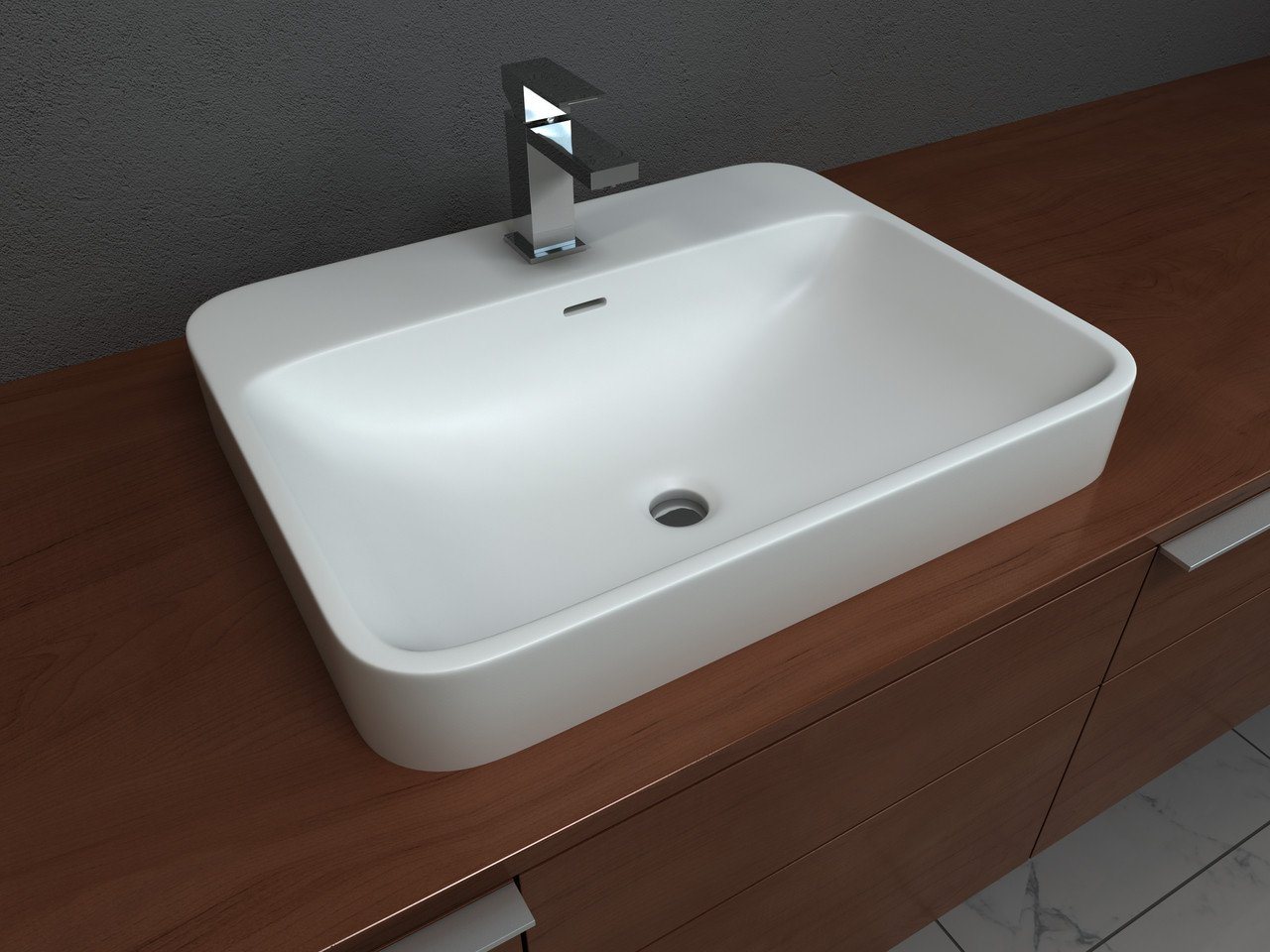 Cantrio Semi-recessed Countertop Sink Solid Surface Series Cantrio 