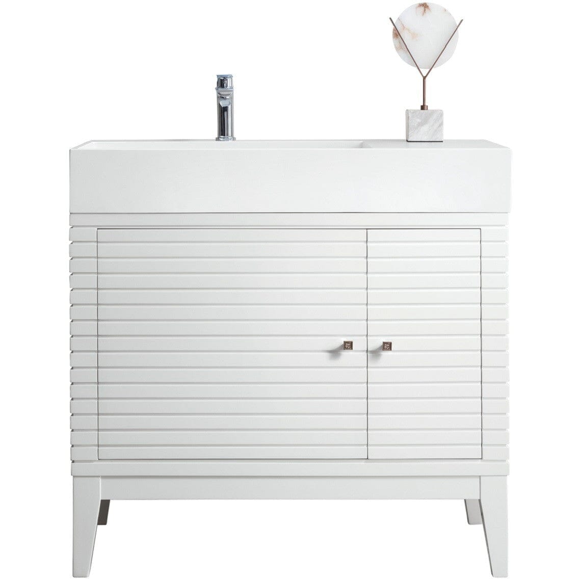James Martin Linear 36" Single Vanity Vanity James Martin Glossy White w/ Glossy White Composite Top 