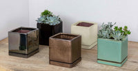 Thumbnail for Campania International Glazed Pottery I/O Series Tall Cube-(S/6) Urn/Planter Campania International Seafoam 