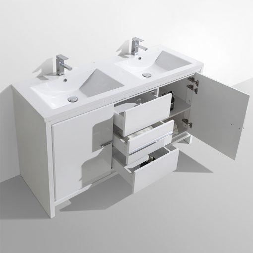Eviva Grace 60 in. White Bathroom Vanity with Double White Integrated Acrylic Countertop Vanity Eviva 