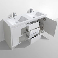 Thumbnail for Eviva Grace 60 in. White Bathroom Vanity with Double White Integrated Acrylic Countertop Vanity Eviva 