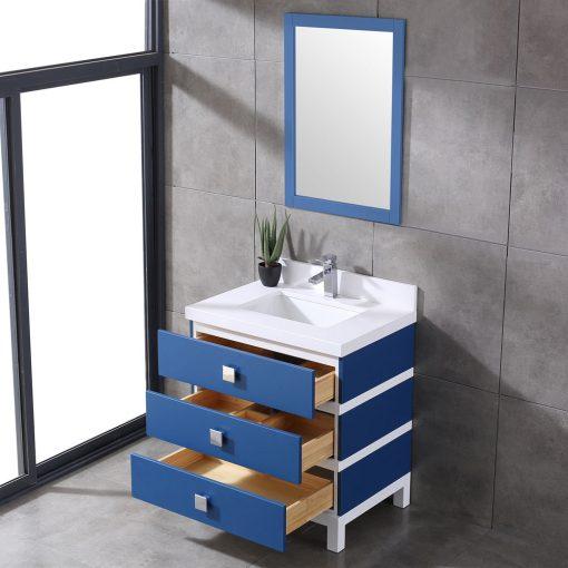 Eviva Sydney 30 Inch Blue and White Bathroom Vanity with Solid Quartz Counter-top Vanity Eviva 