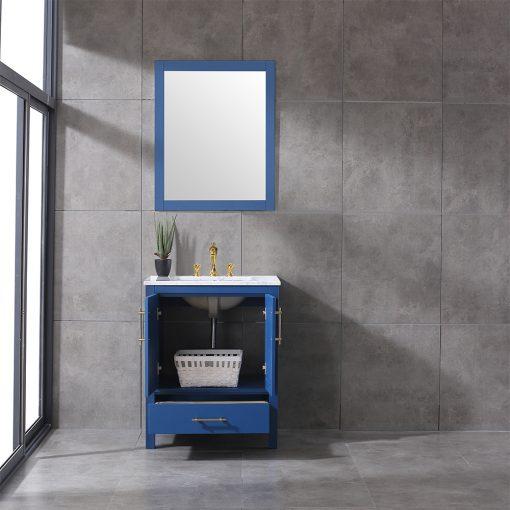 Eviva Navy 30″ Deep Blue Transitional Bathroom Vanity w/ White Carrara Top Vanity Eviva 