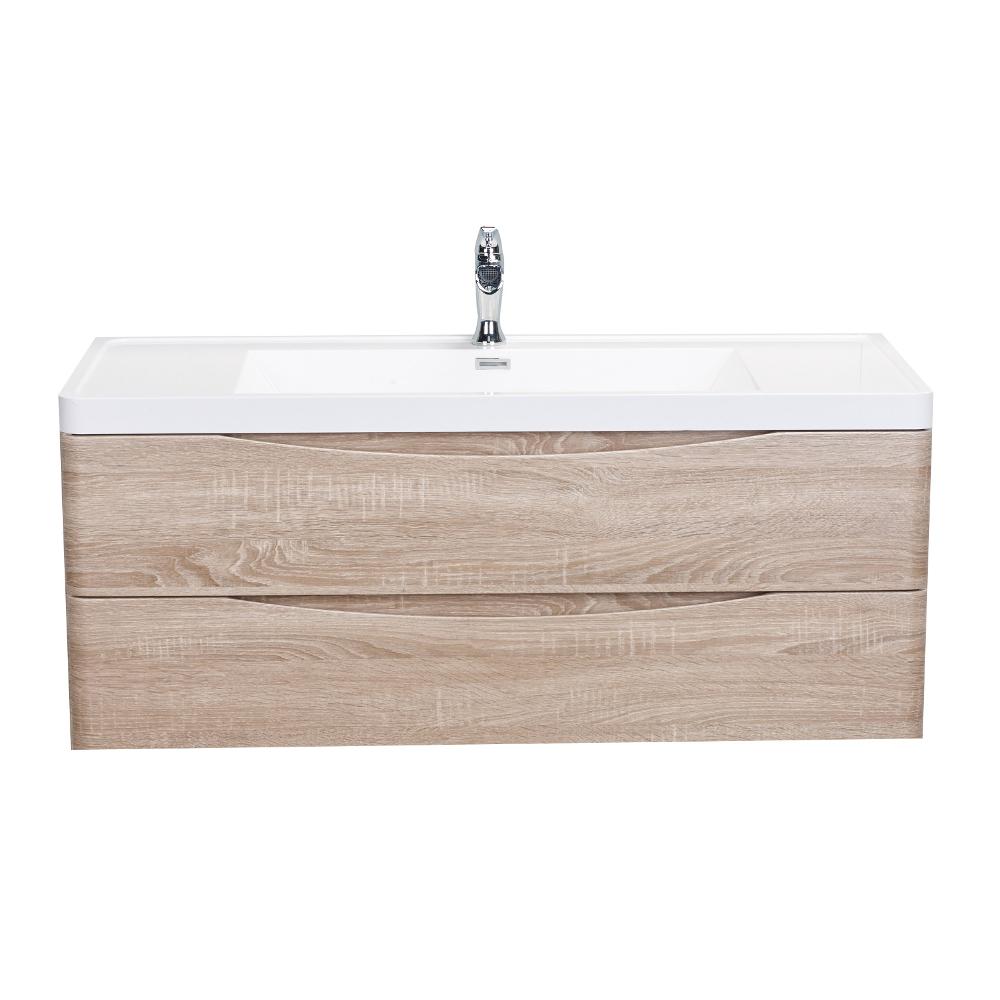 Eviva Smile 48″ Wall Mount Modern Bathroom Vanity w/ White Integrated Top Bathroom Vanity Eviva White Oak 
