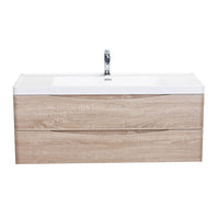 Thumbnail for Eviva Smile 48″ Wall Mount Modern Bathroom Vanity w/ White Integrated Top Bathroom Vanity Eviva White Oak 